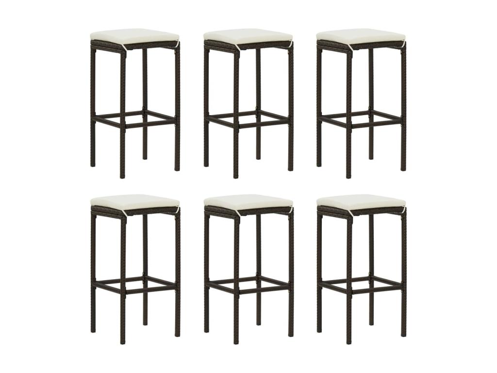 Meuble de bar de jardin 7 pièces et coussins Résine tressée Marron UDVE43561