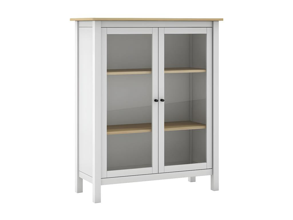 Cosymeub - Vitrine Basse 2 Portes en Pin Massif Blanc JLVZ27096