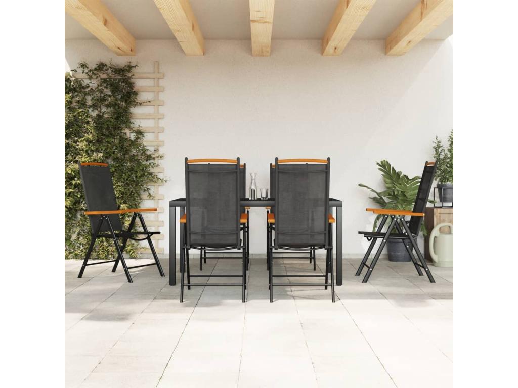 Ensemble à manger de jardin 7 pcs aluminium noir MKBZ23195