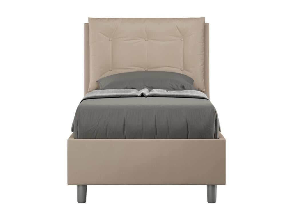 Lit rembourré en simili cuir gris tourterelle Artigeo sans sommier 80x200 FUGG56956