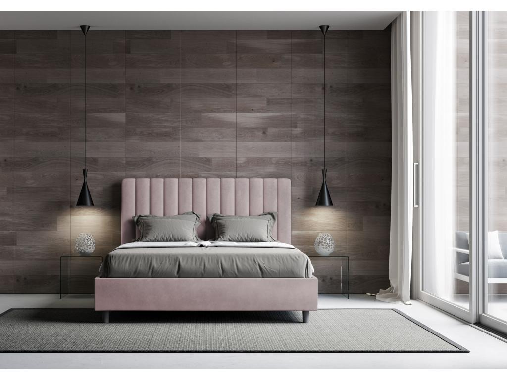 Lit double avec sommier rembourré 140x200 microfibre Artigeo FVTH73558