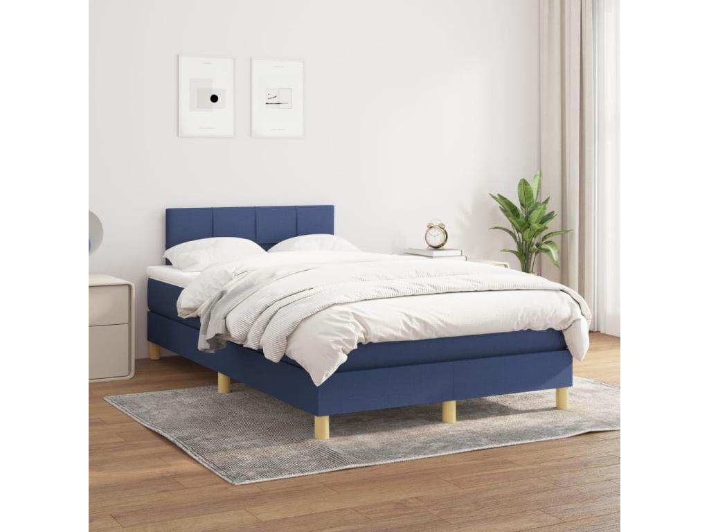 Lit à sommier tapissier avec matelas Bleu 120x200 cm Tissu QGKR40158
