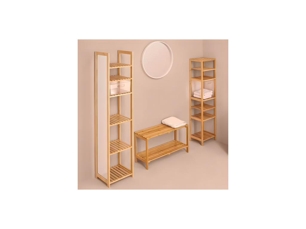 Etagère de rangement 5 niveaux en Cosymeub avec Miroir H 168 cm MERA55627
