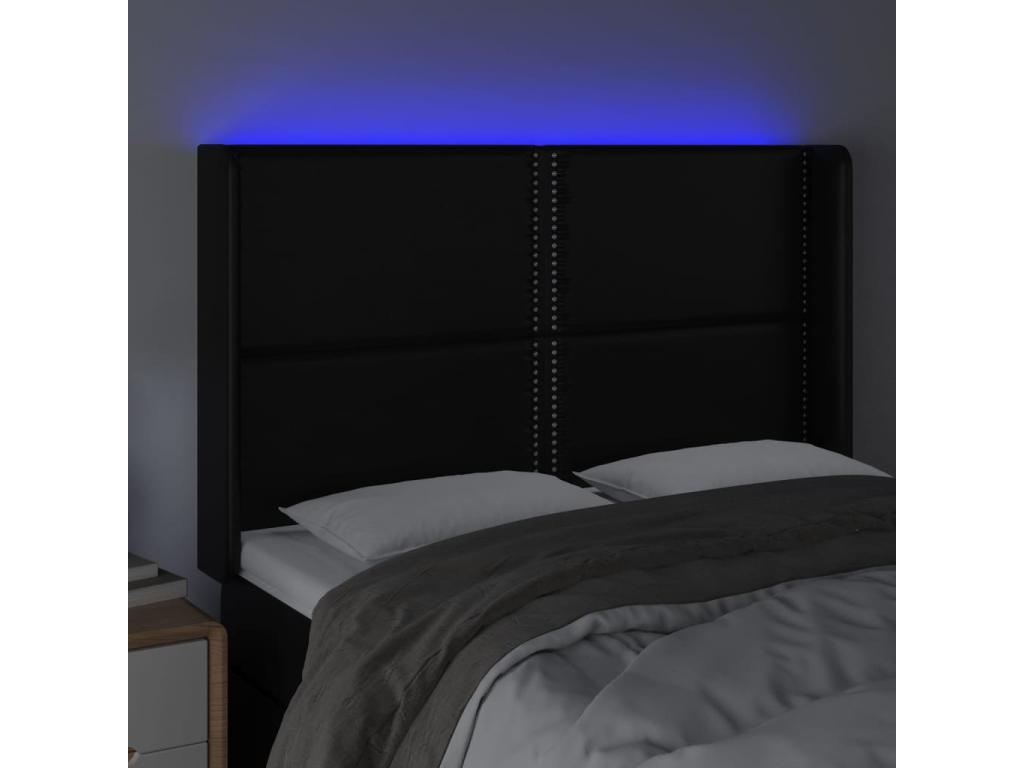 Tête de lit à LED Noir 147x16x118/128 cm Similicuir QNTK50225