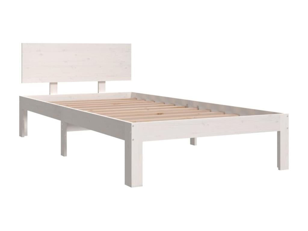 Cadre de lit Blanc Bois massif 90x190 cm Simple QECK74248