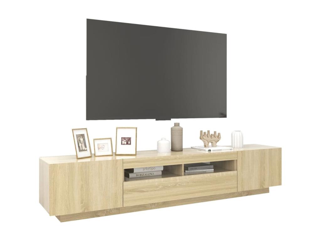 Meuble TV avec Cosymeubères LED Chêne Cosymeub 200x35x40 cm JUOW11301
