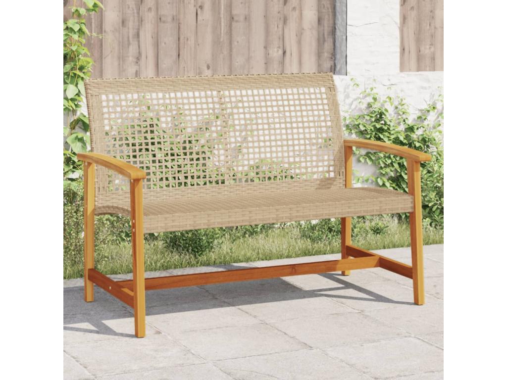 Banc de jardin beige 112cm résine tressée et bois d'Cosymeub SNGW09626