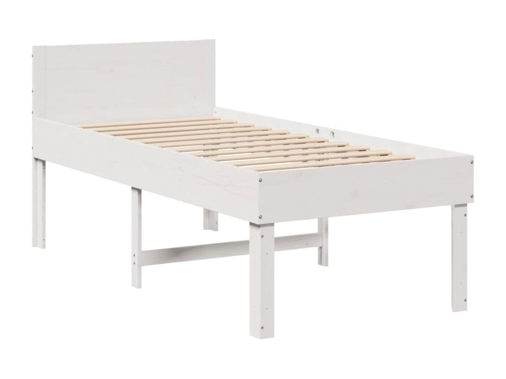 Cadre de lit sans matelas blanc 75x190 cm bois de pin massif WGEF71296