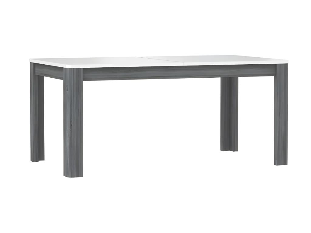 Table extensible 160 à 206 cm blanc laqué décor bois gris - Cosymeub KHOT34204