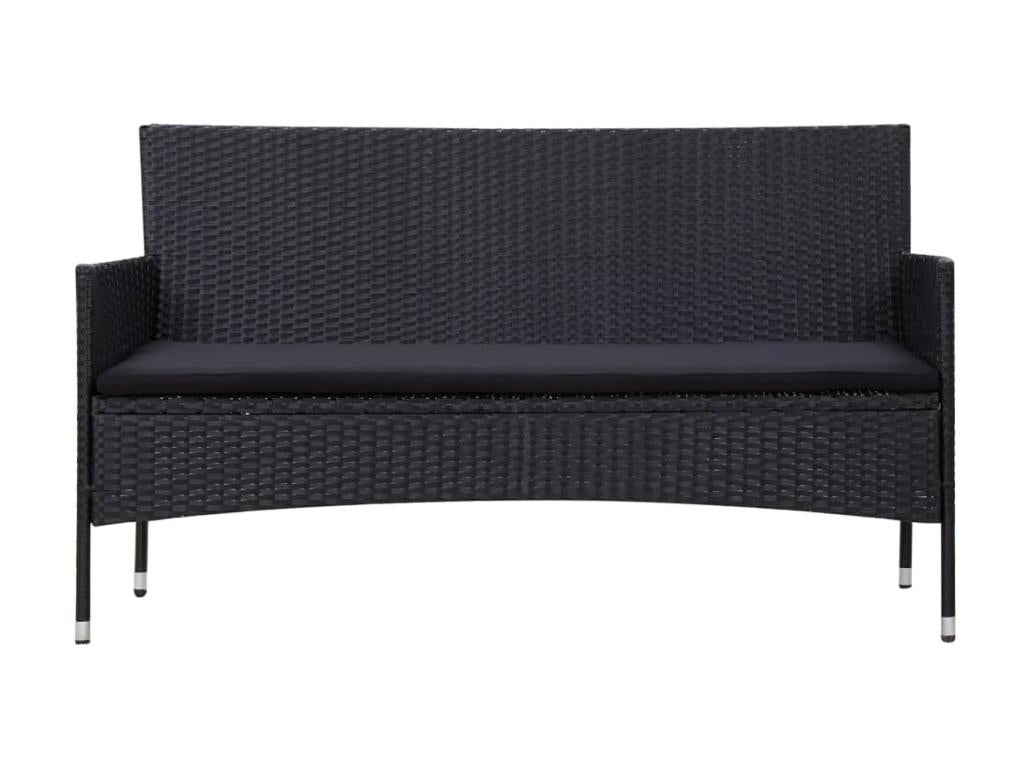 Salon de jardin 4 pcs avec coussins Résine tressée Noir 25 FPUG64943