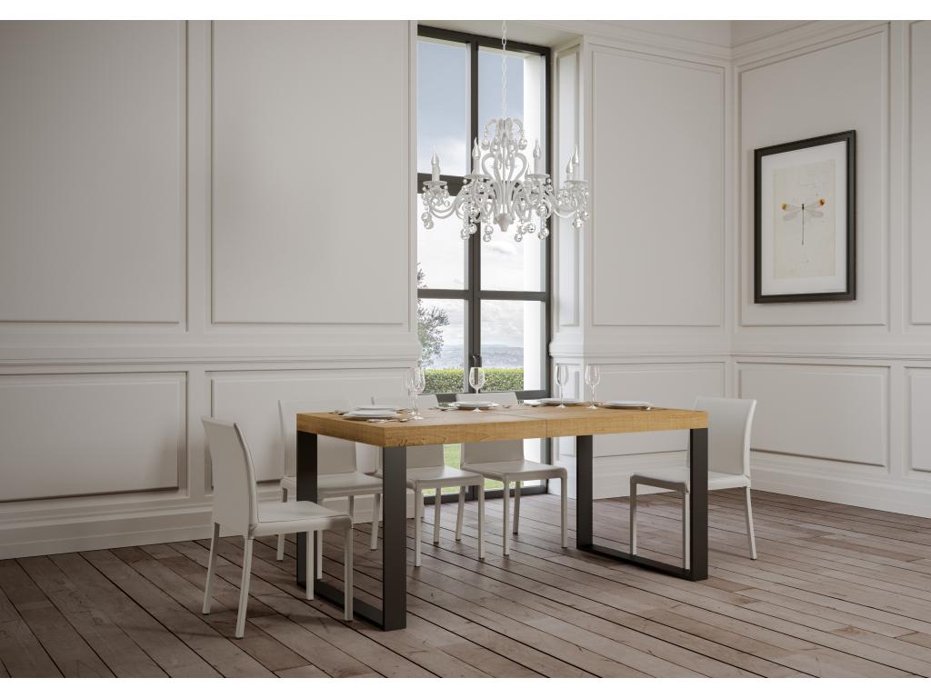 Table extensible 90x130/390 cm Tecno Premium Chêne Nature cadre Anthracite BZUQ67448