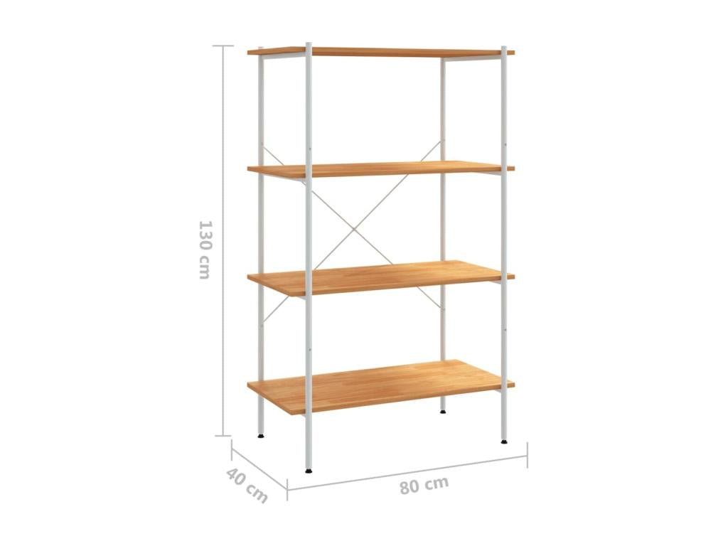Étagère à 4 niveaux Blanc et chêne 80x40x130 cm BWQZ72316