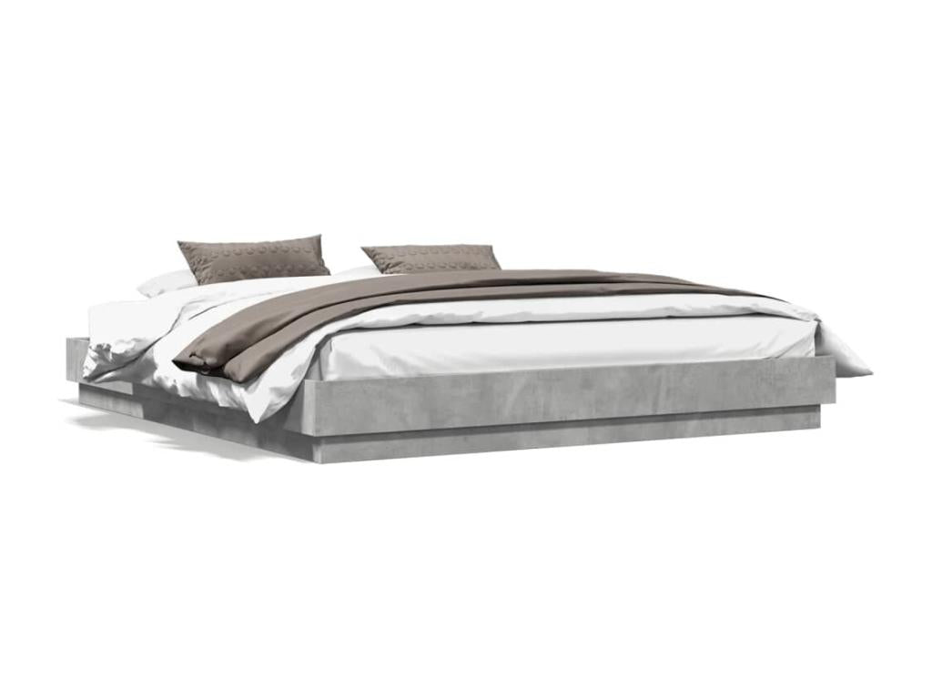 Cadre de lit avec Cosymeubères LED gris béton 200x200 PGGI54946