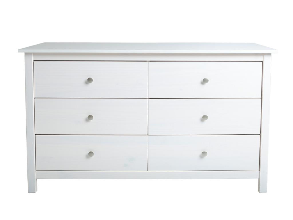 Commode meuble de rangement en pin coloris blanc - Longueur 130 x Profondeur 45 x Hauteur 80 cm CWDI69923
