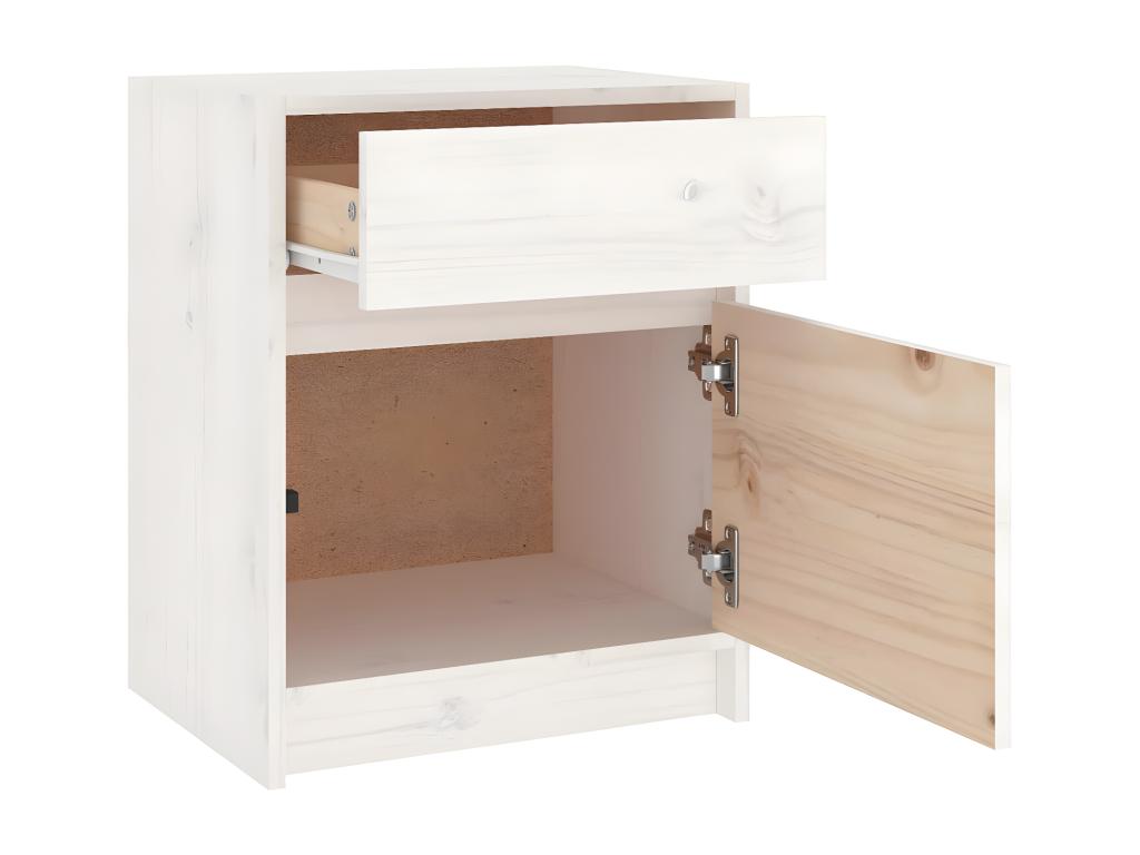 Table de chevet Blanc 40x31x50 cm Bois de pin massif WIOI95647