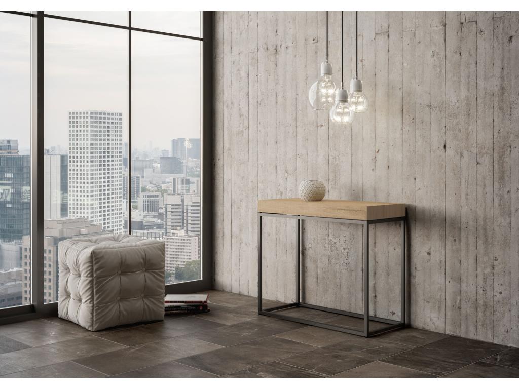 Console extensible 90x40/196 cm Artigeo Small Chêne Nature cadre Anthracite WMPB94597