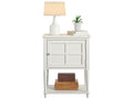 Table d'appoint avec 1 porte en MDF blanc cassé QWYP55916