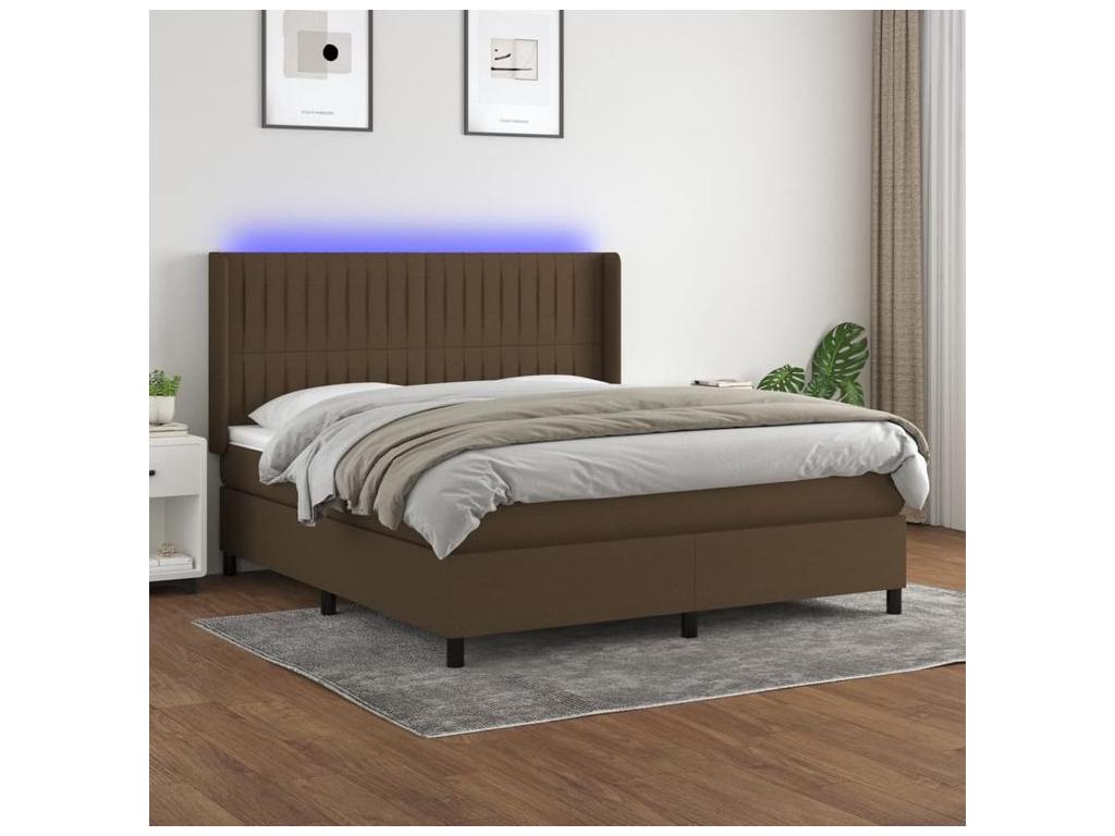 Sommier à Cosymeub de lit matelas et LED Marron foncé 180x200 TYNY00090