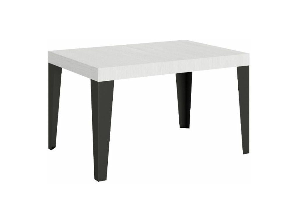 Table rectangulaire extensible 6 à 18 places L 130 à 390cm blanc et pieds métal anthracite Cosymeub KQDD34143
