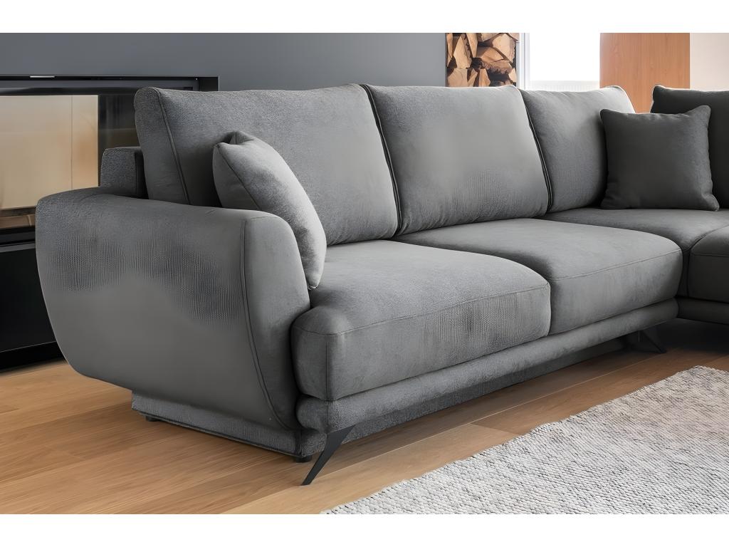 Canapé d'angle convertible - Cosymeub - en tissu Luxe 5 places gris foncé angle droit vu de face UIDG78830