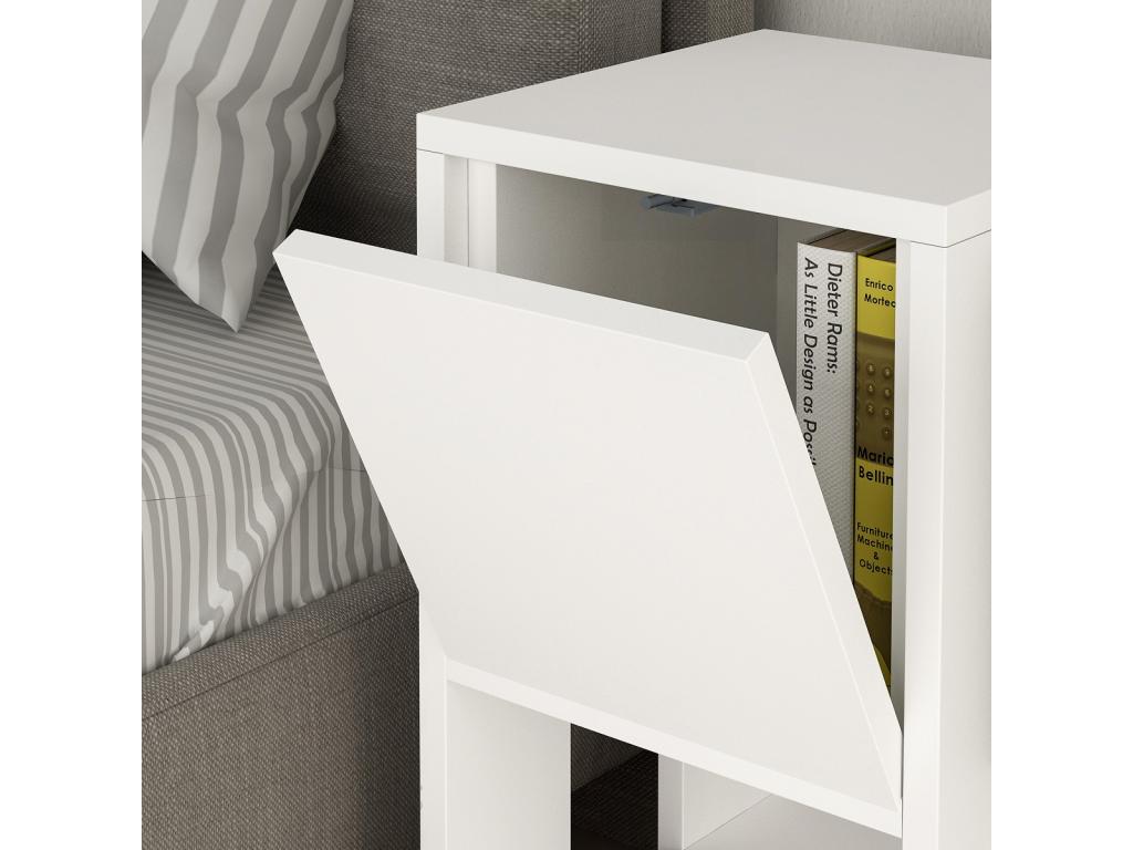 Table de chevet table de nuit avec 1 porte abattante coloris Blanc SAKL22470