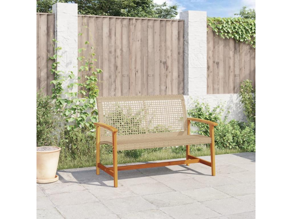 Banc de jardin beige 112cm résine tressée et bois d'Cosymeub SNGW09626