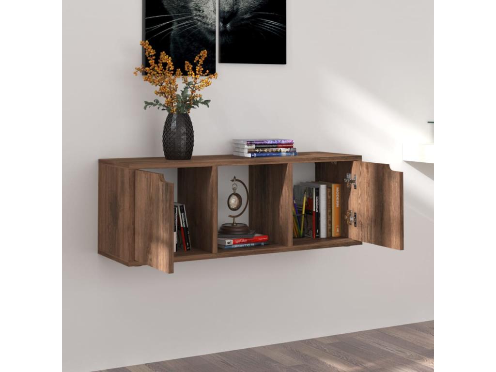 Meuble TV Chêne fumé 88,5x27,5x30,5 cm Bois d'ingénierie HBBK75606