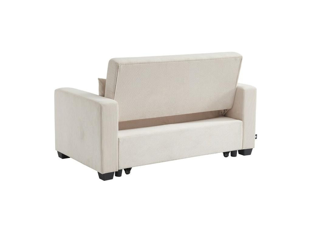 Canapé droit convertible velours côtelé 2 places beige Cosymeub ONKM95478
