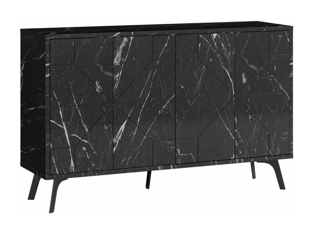 Buffet bas motif géométrique Artigeo L123cm Bois motif géométrique Effet marbre Noir ZCRH54130
