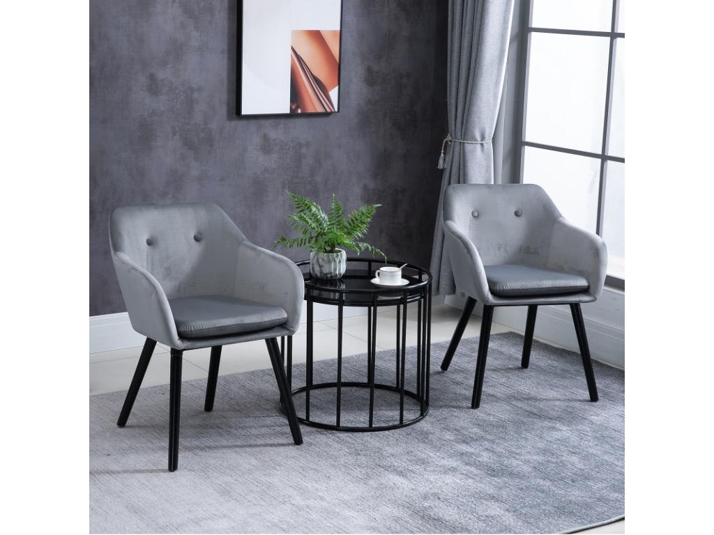 Lot de 2 chaises TREVOR velours gris QKOG77109