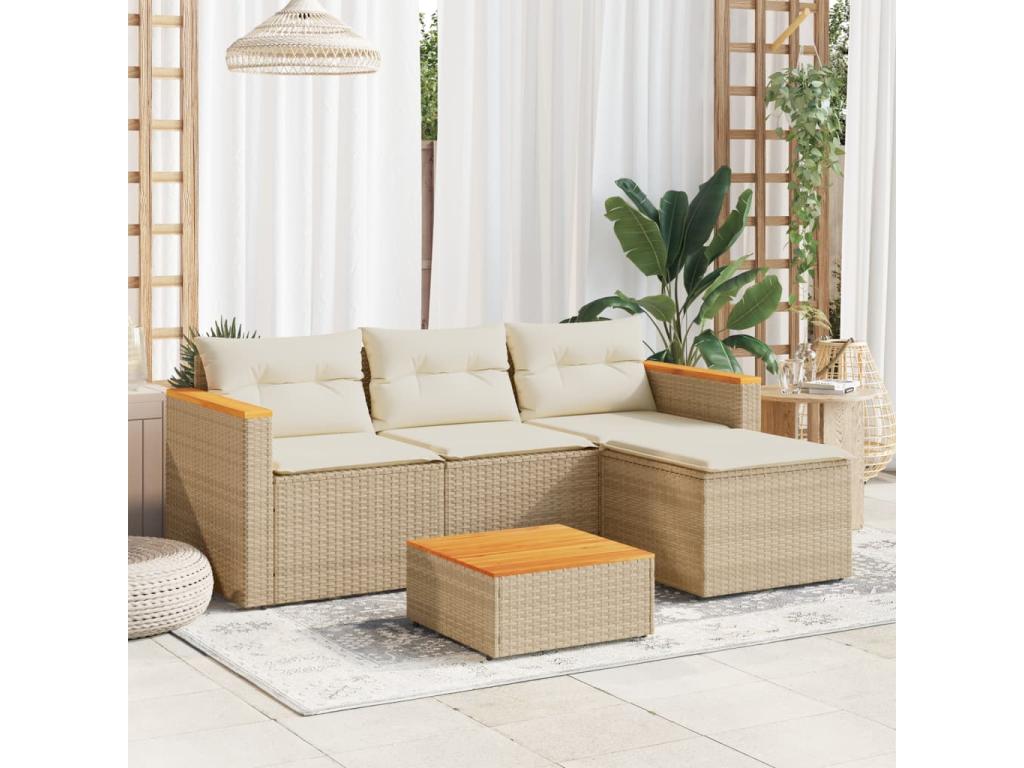Salon de jardin avec coussins 3 pièces beige résine tressée XMDC31092