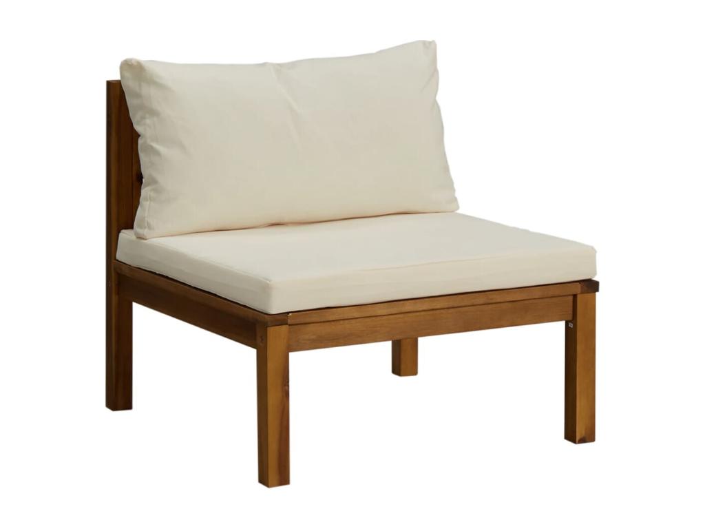 Salon de jardin 8 pièces avec coussin crème Bois d'Artigeo solide ZUDC11770