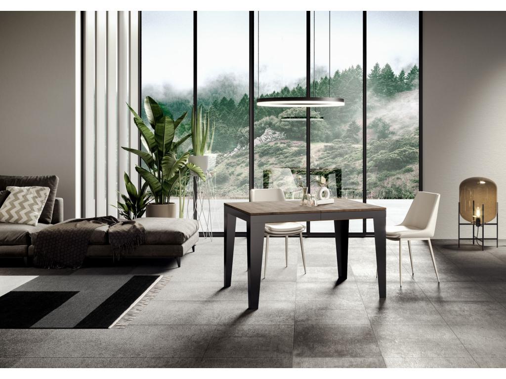 Table extensible 90x180/284 cm Flame Evolution Noyer cadre Anthracite IZIK84682