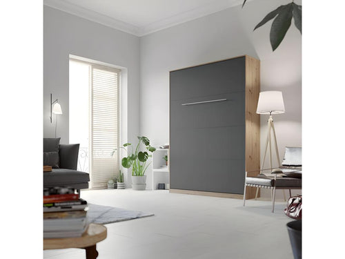 Armoire Lit escamotable 140x200cm Lit Rabattable Lit Mural Artigeoérieur Vertical Chêne Sauvage/Anthracite FGTT16842