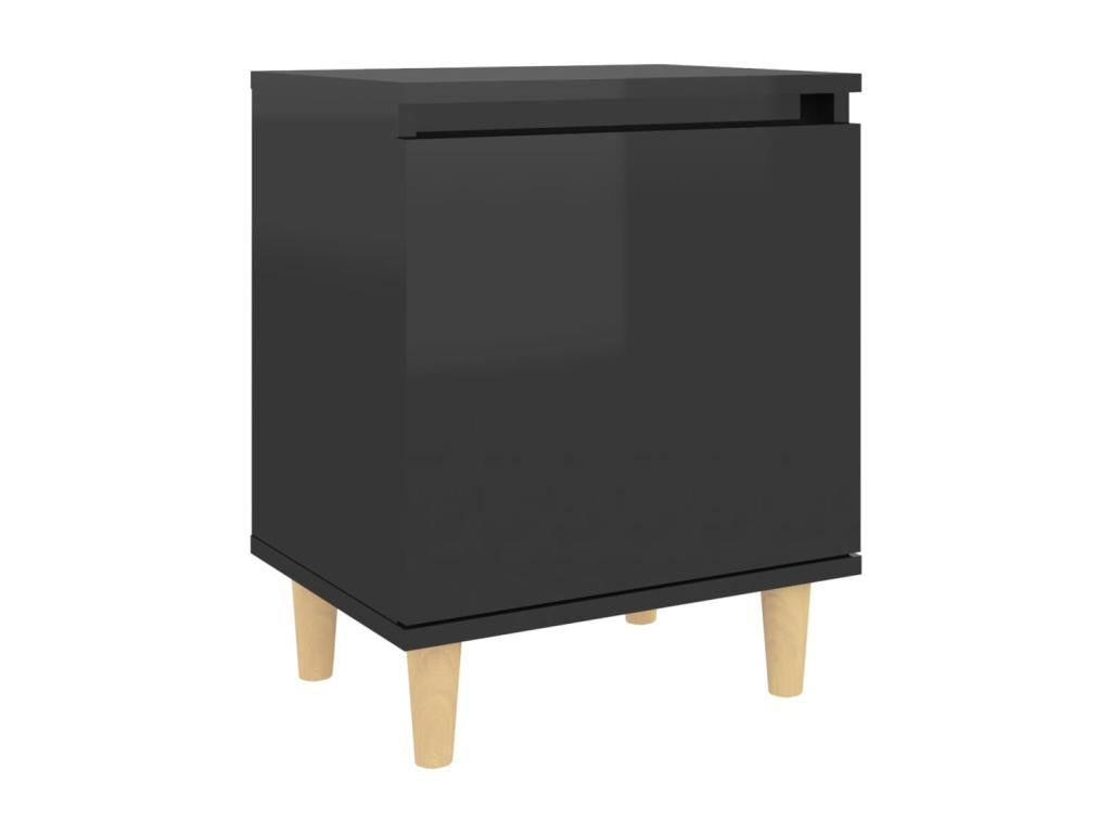 Table de chevet avec pieds en bois Noir brillant 40x30x50 cm KJUY52473