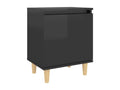 Table de chevet avec pieds en bois Noir brillant 40x30x50 cm KJUY52473