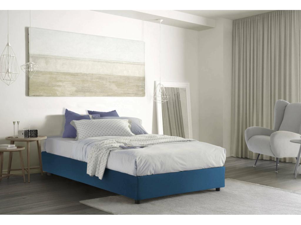 Lit double Cosymeub Lit coffre avec revêtement en tissu Made in Italy Ouverture frontale adapté pour matelas 160x190 cm Bleu IQSQ63165