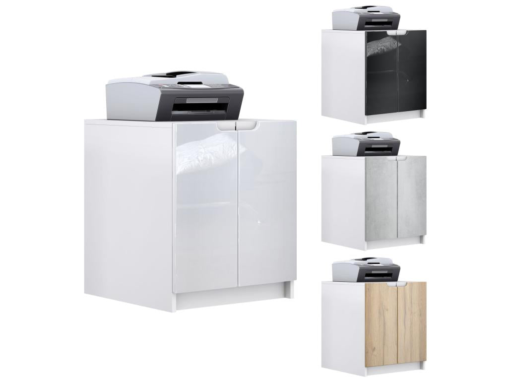 Armoire De Rangement Blanche Mat Et Noir Laqué lxhxp 51x60.5x54 RNFQ98989