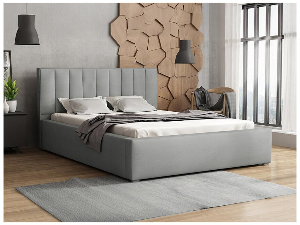 Lit Artigeo 109 Double Gris 140x200 Tapisserie Sommier à Artigeo 160x223x93cm KJPF23011