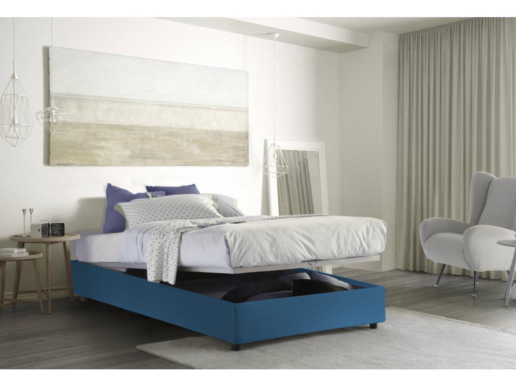 Lit double Cosymeub Lit coffre avec revêtement en tissu Made in Italy Ouverture frontale adapté pour matelas 160x190 cm Bleu IQSQ63165