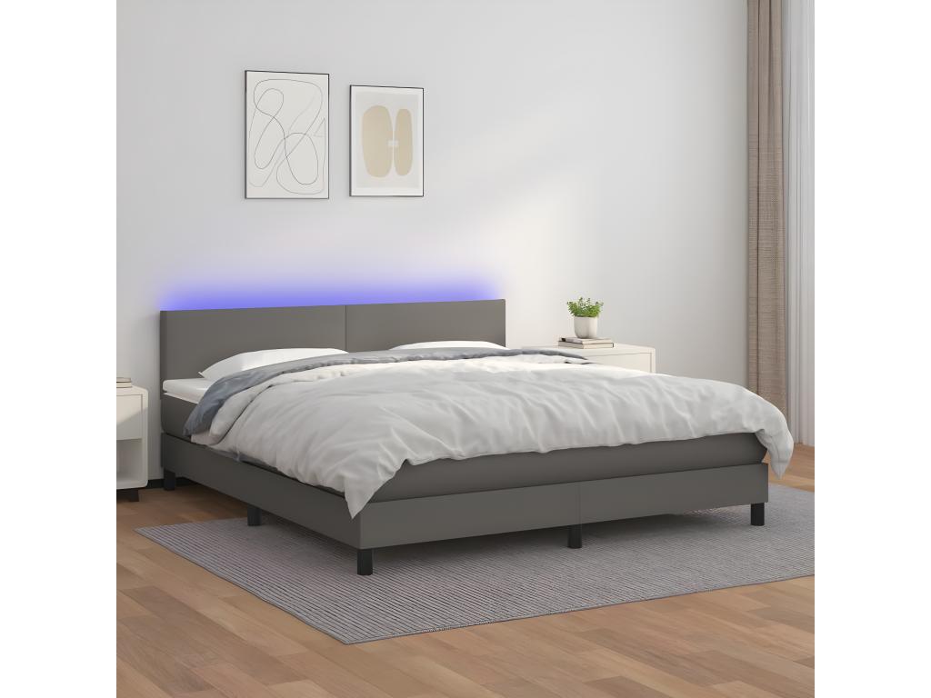 Sommier à Artigeo de lit avec matelas et LED Gris 160x200 MLNL40220