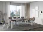 Table extensible 90x90/246 cm Naxy Mix dessus Noyer pieds Frêne Blanc RCZE60195