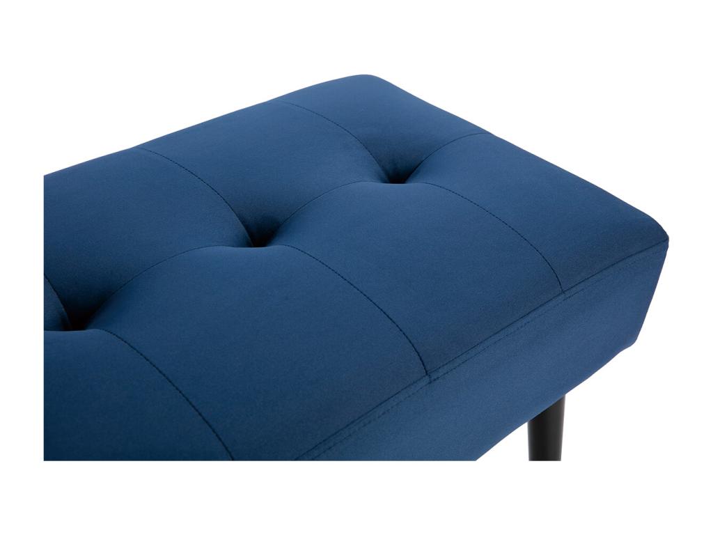 Banc design capitonné en tissu velours bleu nuit et métal noir L96 cm Cosymeub KHMR36151