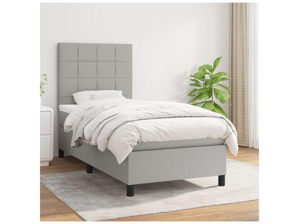 Sommier à Artigeo de lit avec matelas Gris clair 80x200 Tissu PYPC88017