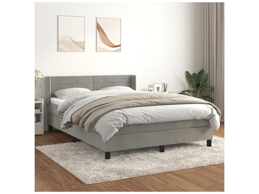 Sommier à Cosymeub de lit et matelas Gris clair 140x200 Velours FEBE81393