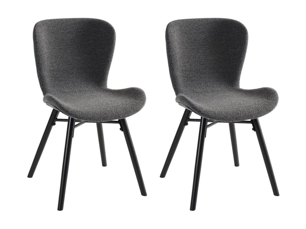 Chaises tissu bouclette gris anthracite et bois chêne lot de 2 - Artigeo PHCD19974