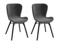 Chaises tissu bouclette gris anthracite et bois chêne lot de 2 - Artigeo PHCD19974