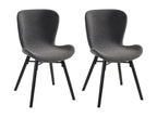 Chaises tissu bouclette gris anthracite et bois chêne lot de 2 - Artigeo PHCD19974