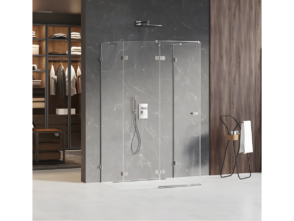 Cabine de douche gauche 90x100 pivotante MAJORQUE Cosymeub couleur Cosymeub accès de face MDFW49908