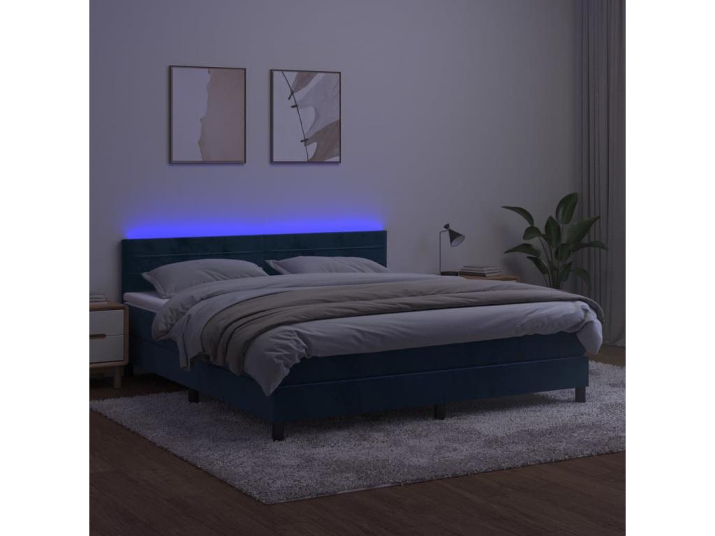 Sommier à Artigeo de lit avec matelas LED Bleu foncé 180x200 cm HABH80568